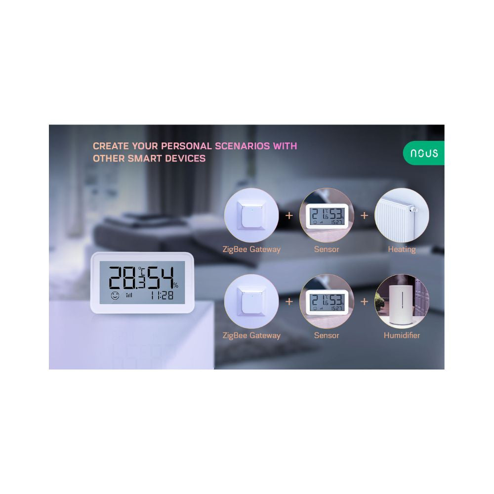 Nous E6 smart Tuya Zigbee wireless temperature and humidity sensor with LCD display