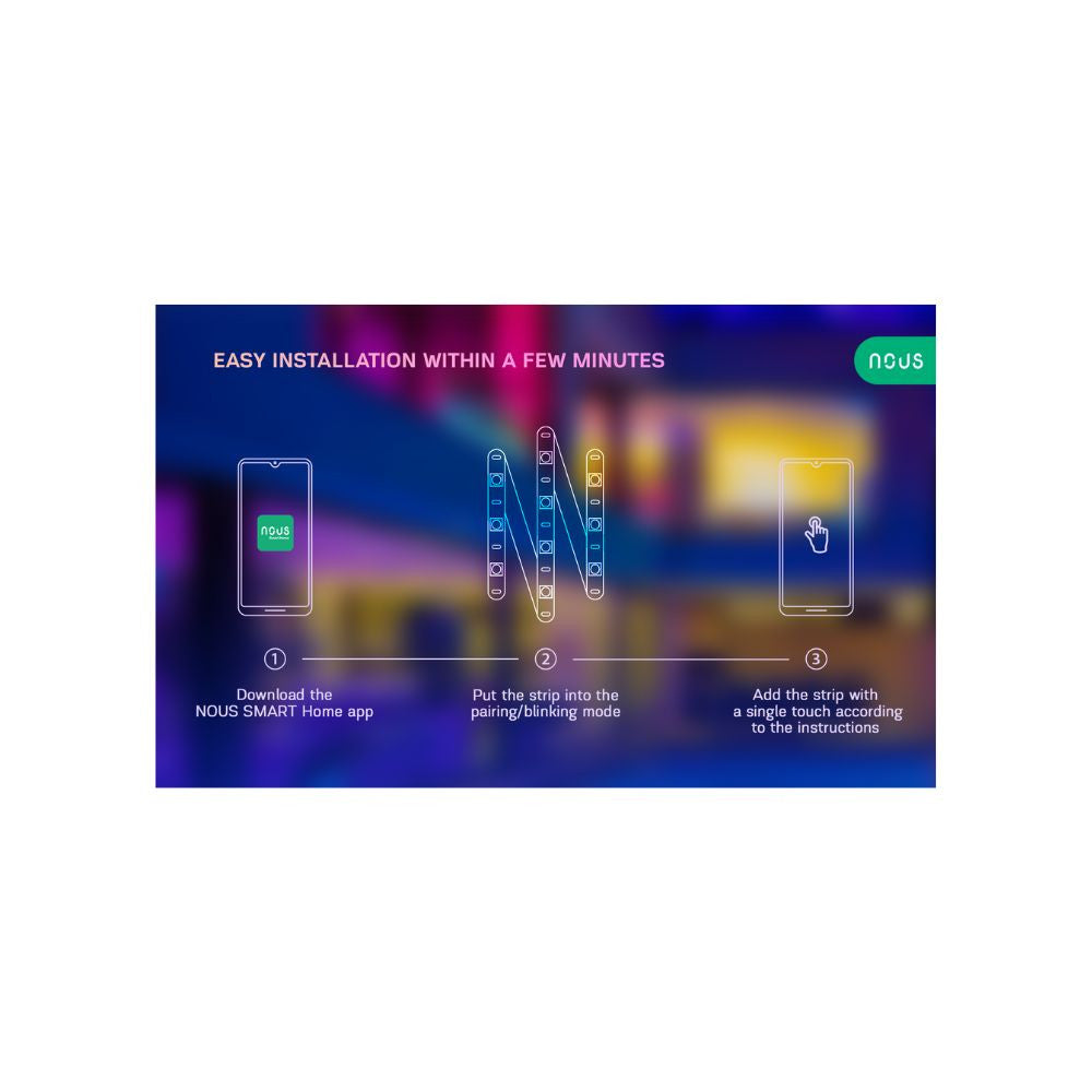 Nous F1 smart Tuya Wi-Fi RGB LED strip, 5 meters