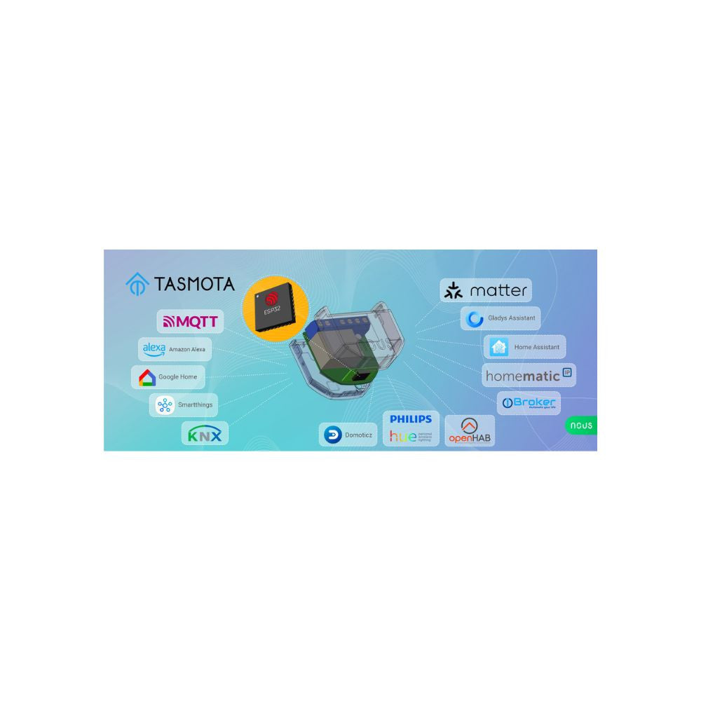 Nous B1T Smart Wi-Fi 1-gang mini relay module (Tasmota Firmware, Matter Compatible)