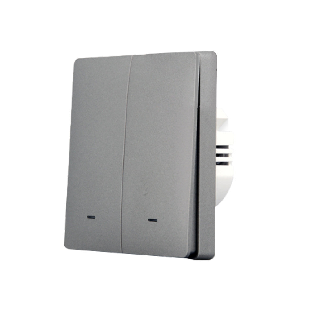 SmartWise B62 UNI Wi-Fi + eWeLink-Remote, 2-gang smart wall switch, universial wiring, physical push-button, grey