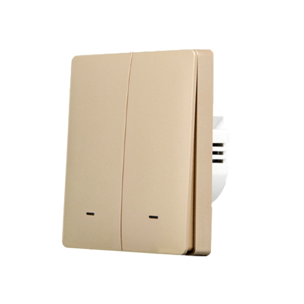 SmartWise B62 UNI Zigbee 3.0 + RF, 2-gang smart wall switch, universial wiring, physical push-button, gold colour