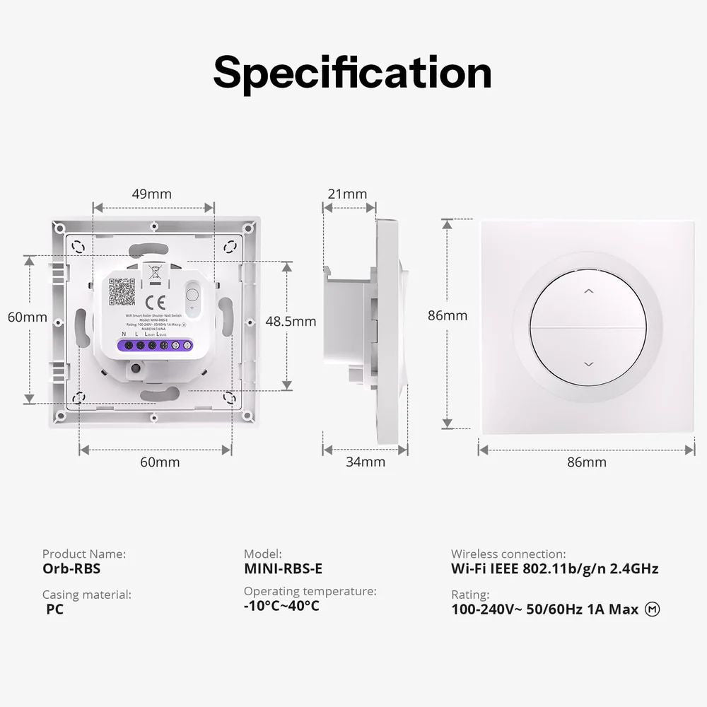 SONOFF Fusion Series Orb-RBS – Matter Over WiFi Smart Roller Shutter Wall Switch