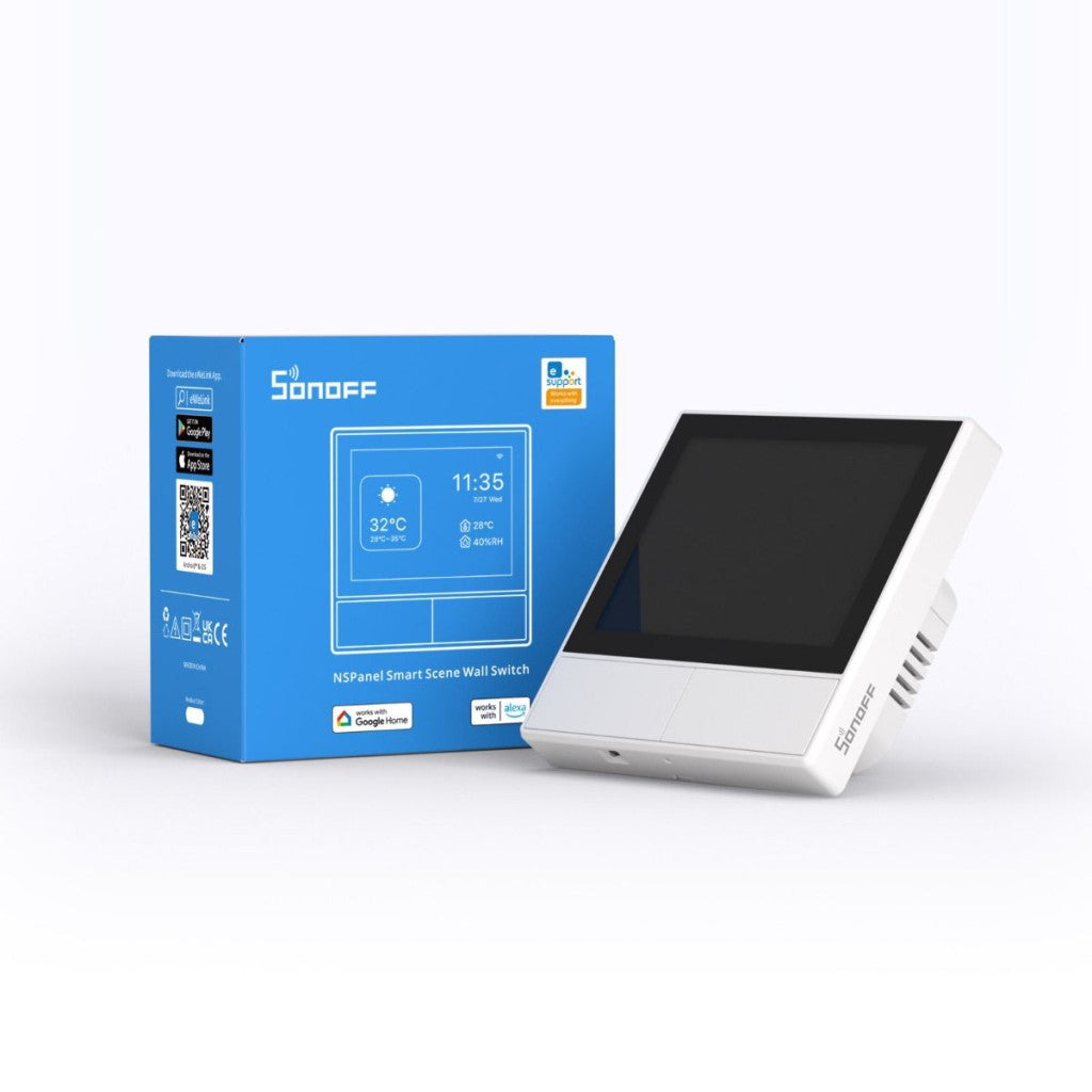 Sonoff NSPanel WHITE 2-gang smart WiFi wall switch with LED panel, thermostat and smart scene switch feature