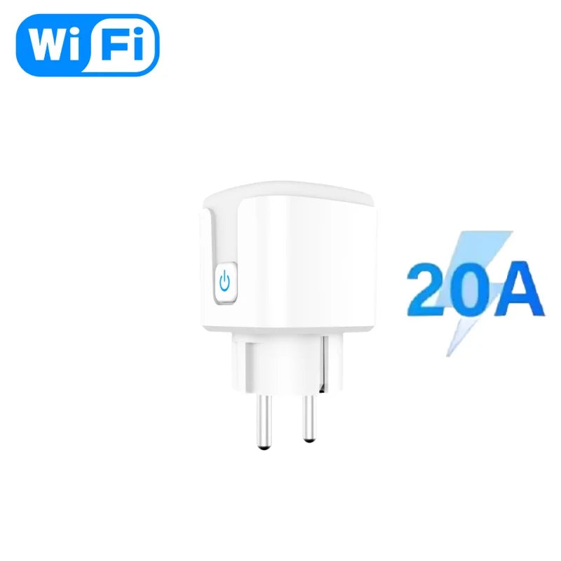 Tuya WiFi Smart Plug Socket EU 16/20A with Power Monitoring Timing Voice Control Works with Alexa Google Home Smart Life