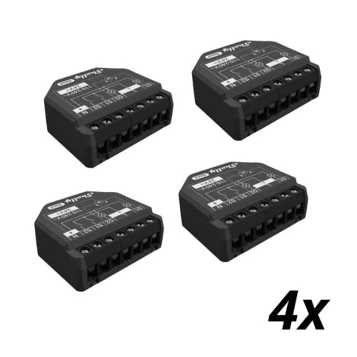 Shelly 2PM Gen3 dual channel smart relay module 4-pack
