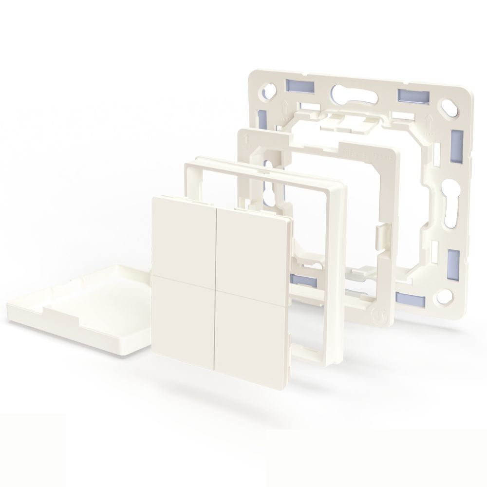 Shelly BLU Wall Switch 4 wireless switch + adapter for Legrand / Shelly mounting frames