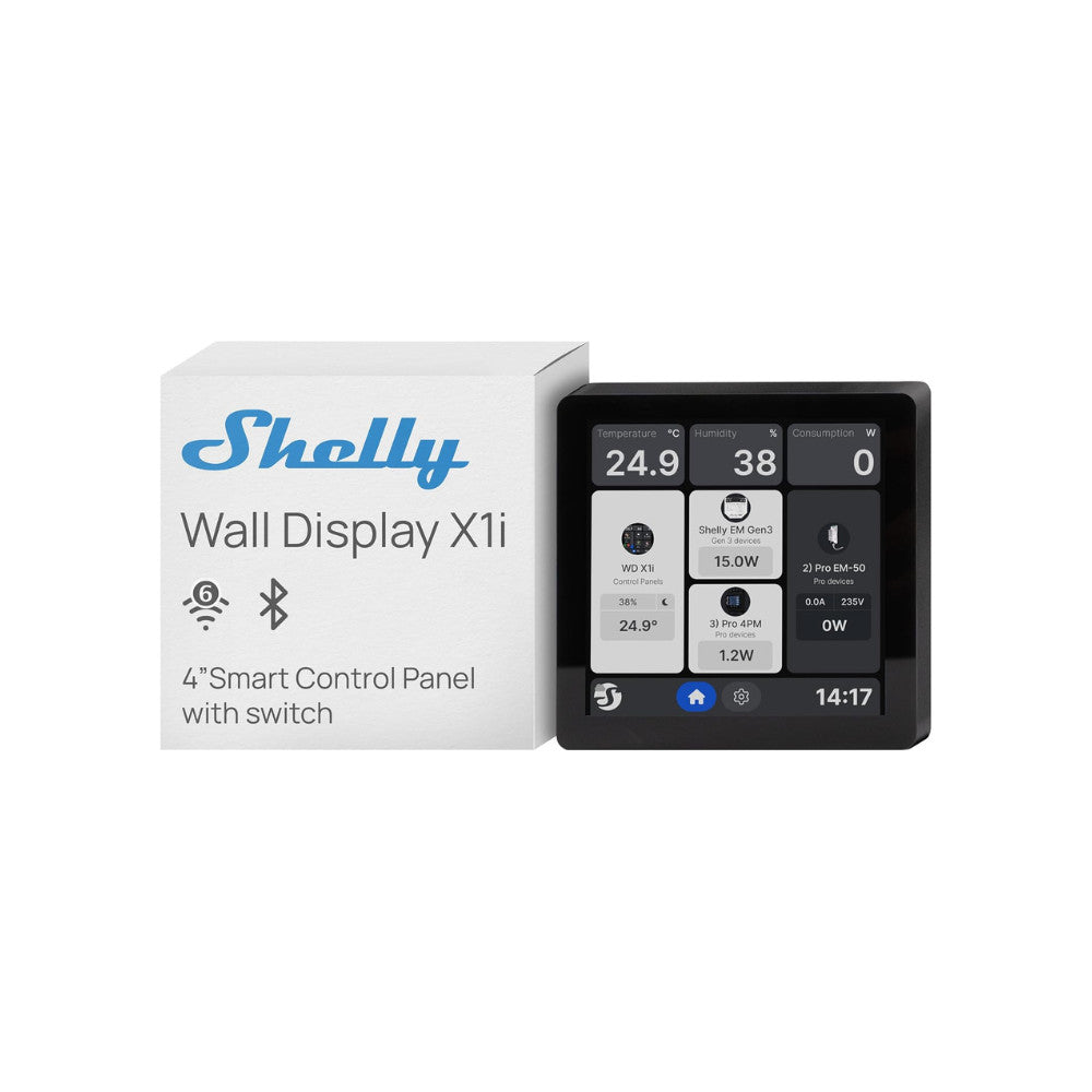 Shelly Wall Display X1i – Control panel, light switch, Wi-Fi, Bluetooth, black (SAWD-6A1XX10EU0)