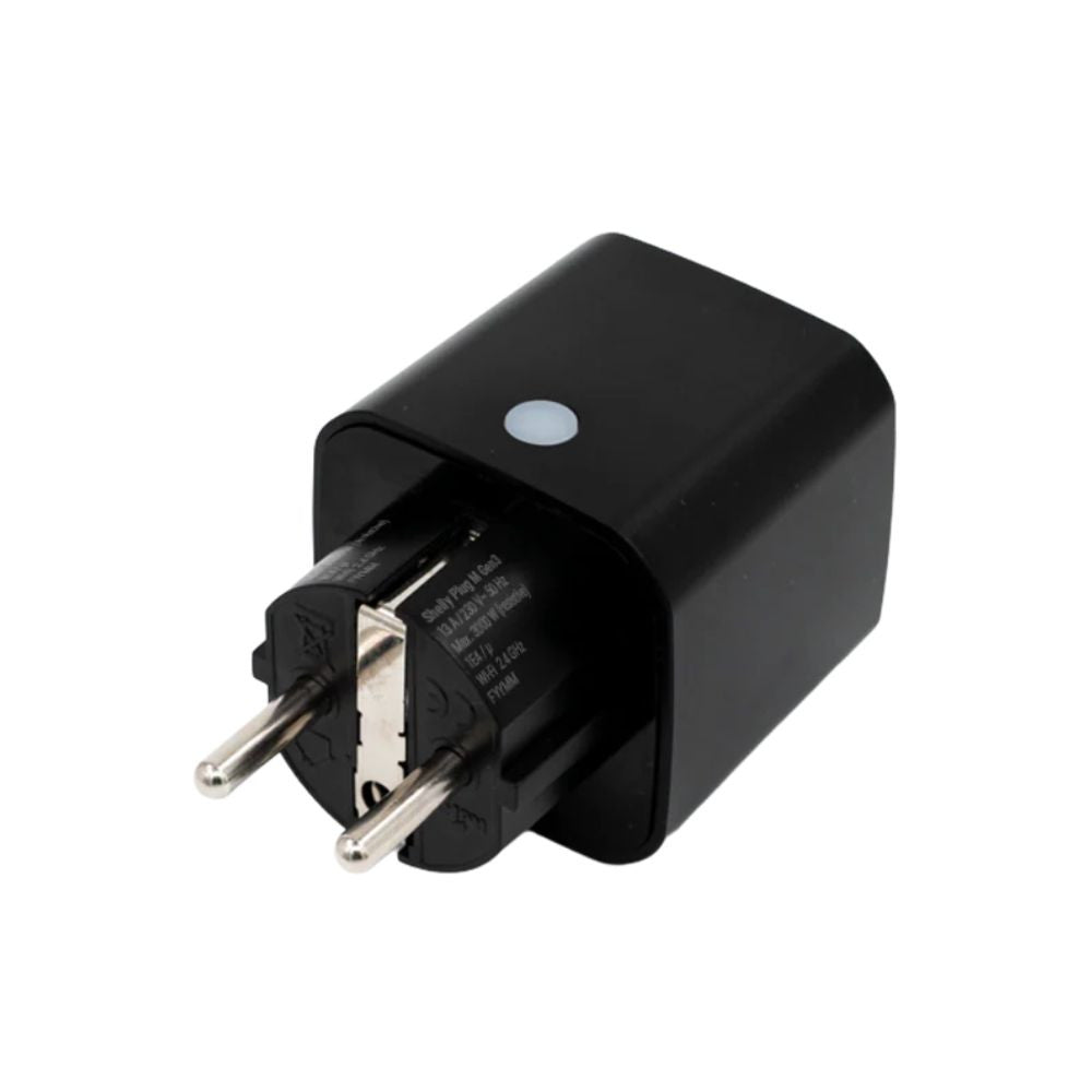 Shelly Plug M Gen3 – Wi-Fi + Bluetooth, Matter-compatible smart plug with energy monitoring, black