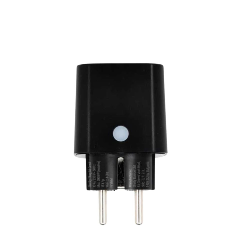 Shelly Plug M Gen3 – Wi-Fi + Bluetooth, Matter-compatible smart plug with energy monitoring, black