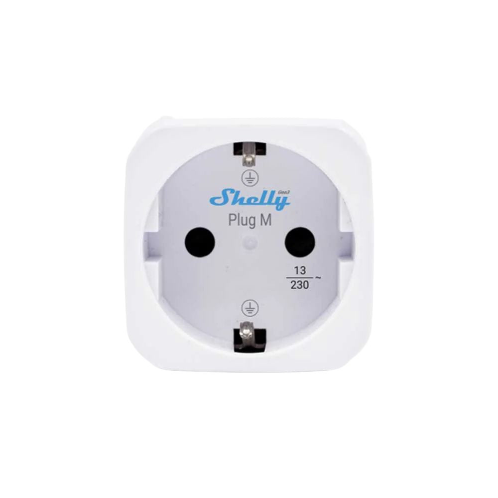 Shelly Plug M Gen3 – Wi-Fi + Bluetooth, Matter-compatible smart plug with energy monitoring, white