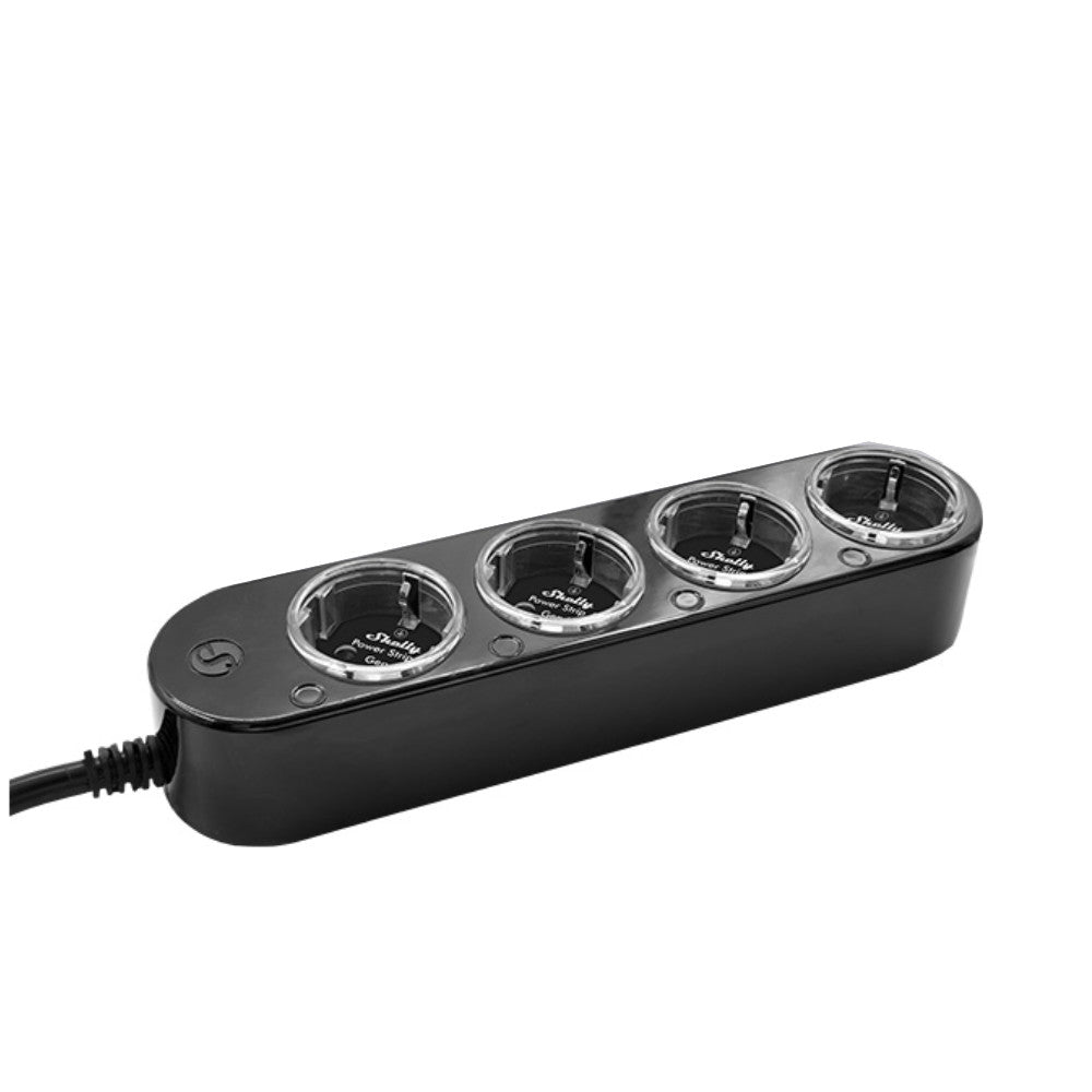 Shelly Power Strip 4 Gen4 – smart power strip with 4 sockets, power meter, Wi-Fi, Zigbee, Matter, black