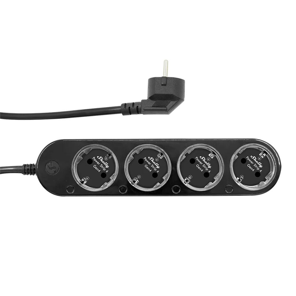 Shelly Power Strip 4 Gen4 – smart power strip with 4 sockets, power meter, Wi-Fi, Zigbee, Matter, black