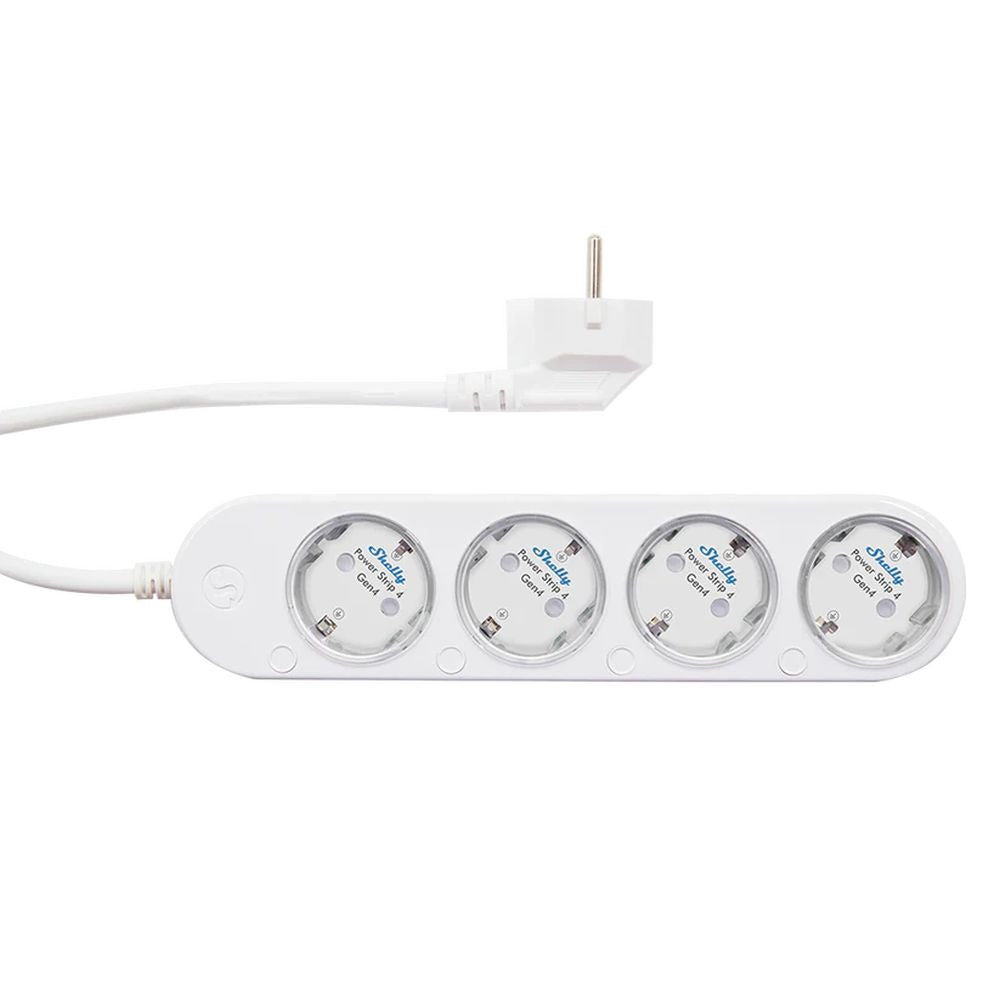 Shelly Power Strip 4 Gen4 – smart power strip with 4 sockets, power meter, Wi-Fi, Zigbee, Matter, white