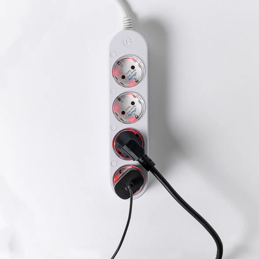 Shelly Power Strip 4 Gen4 – smart power strip with 4 sockets, power meter, Wi-Fi, Zigbee, Matter, white