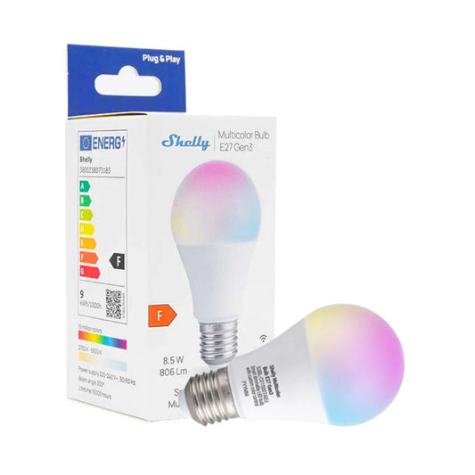 Shelly Multicolor Bulb E27 Gen3 – Smart RGB light bulb, dimmable, Wi-Fi, Bluetooth