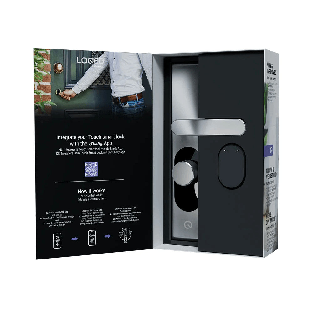 Shelly LOQED Touch Smart Lock 2s – Touchscreen smart lock, Wi-Fi, Bluetooth, silver