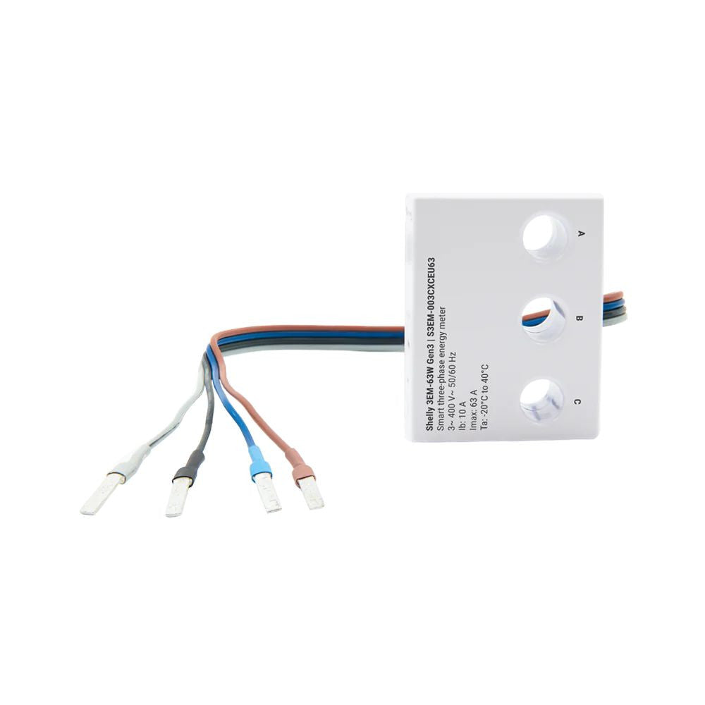 Shelly 3EM-63W Gen3 smart Wi-Fi 3-phase power meter add-on for MCB