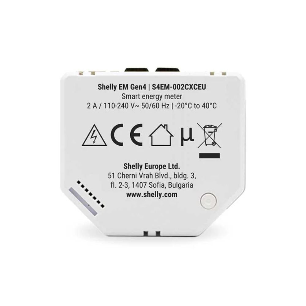 Shelly EM Gen4 – Single-phase, dual energy meter with 1x 50A current transformer and 2A contactor, Wi-Fi, Bluetooth, Zigbee, Matter (S4EM-002CXCEU)