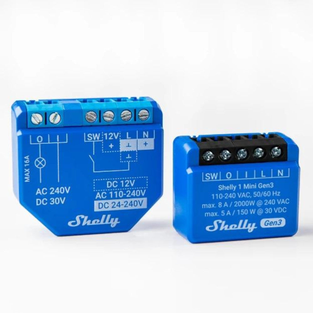 Shelly 1 Mini GEN3, single channel WiFi smart relay switch (8A)