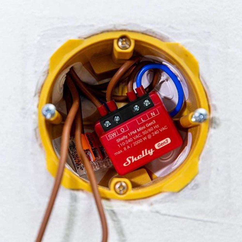 Shelly 1PM Mini GEN3, single channel WiFi smart relay switch, with power meter (8A)