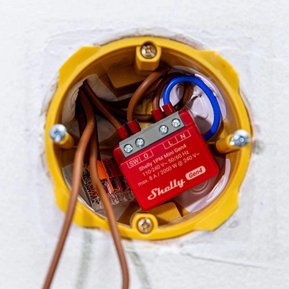 Shelly 1PM Mini Gen4 multiprotocol (Wi-Fi+ Bluetooth / Zigbee 3.0) relay module, with power meter, Matter compatible
