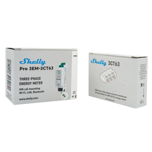 Shelly Pro 3EM-3CT63 – 3-Phase smart Wi-Fi + Ethernet energy meter (3 x 63A)
