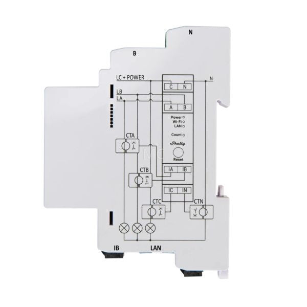 Shelly PRO 3EM-400A next generation professional 3-phase energy meter (3 x 400A)