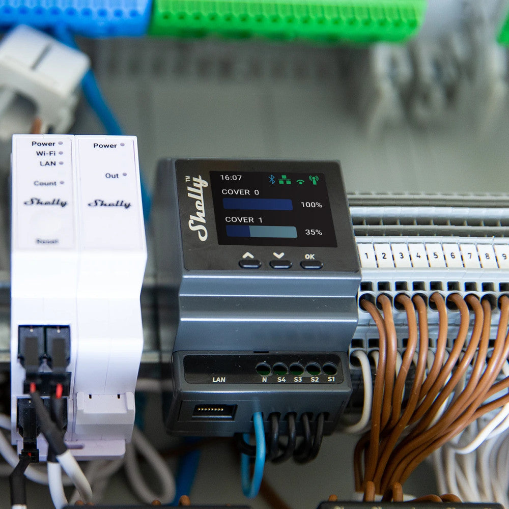 Shelly PRO 4PM Dual Cover WiFi + Ethernet + Bluetooth - 4-gang relay with power meter for controlling 2 roller shutters