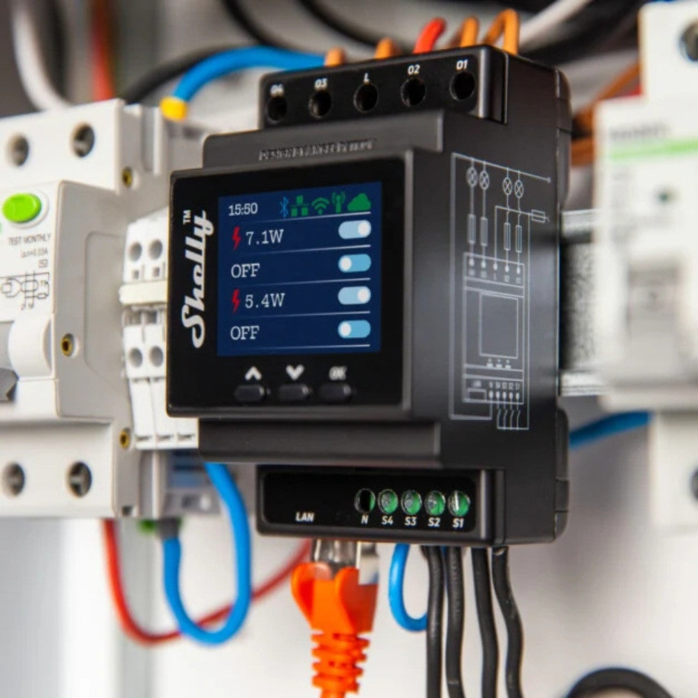 Shelly PRO 4PM WiFi + Ethernet 4-gang smart relay switch with power meter