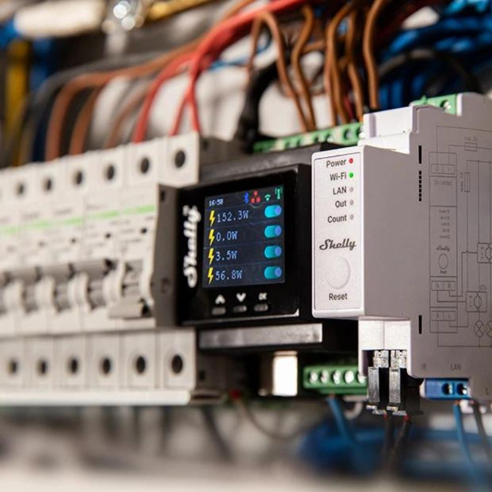 Shelly PRO EM - 50A next generation professional 1-phase, 2 x 50A energy meter with contactor control