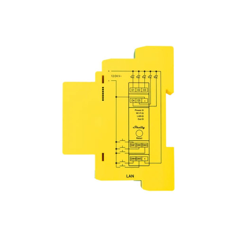 Shelly Pro RGBWW PM smart Wi-Fi + Ethernet RGBWW LED controller, DIN-rail compatible