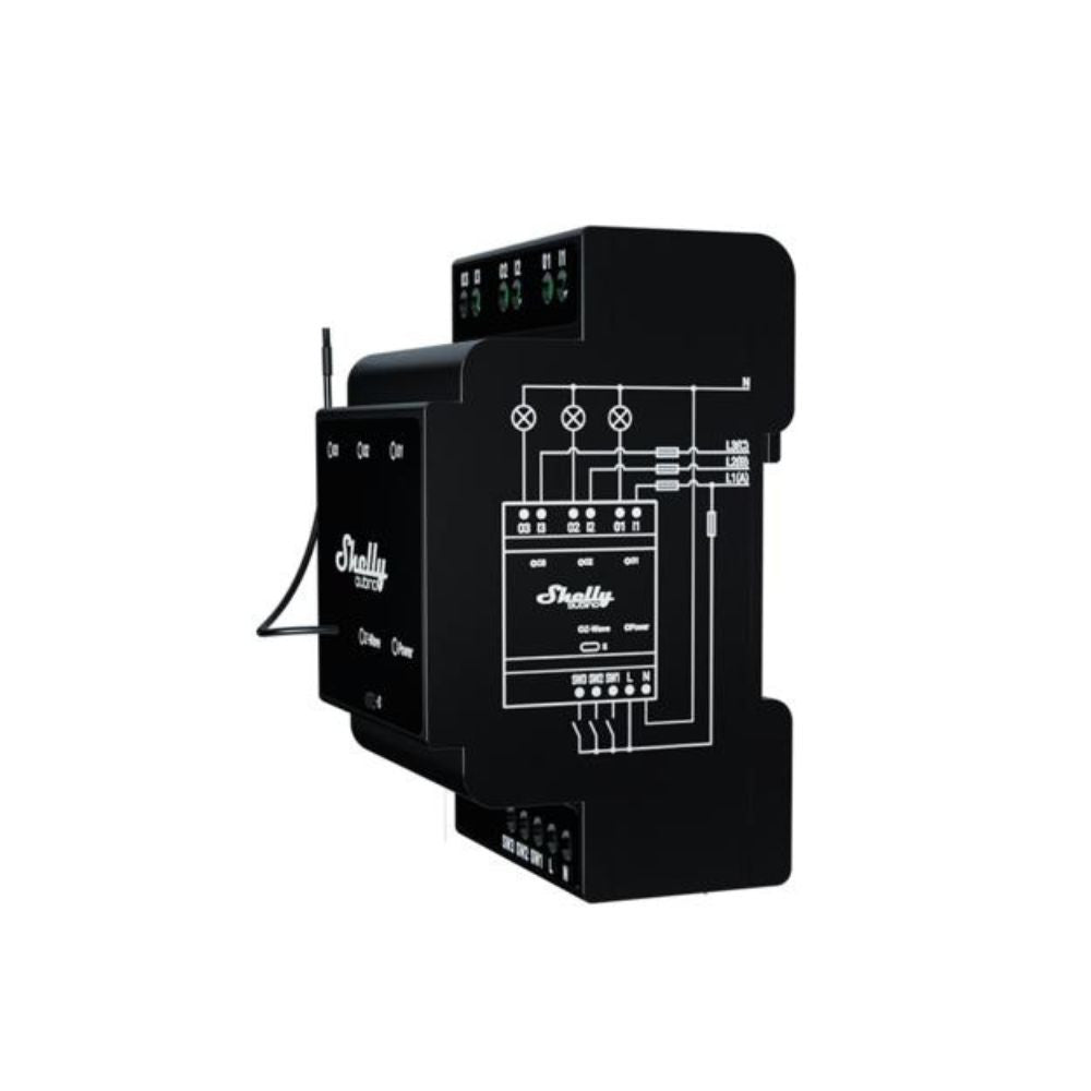 Shelly Qubino Wave PRO 3 smart DIN-rail relay with 3-gang, with Z-Wave protocol