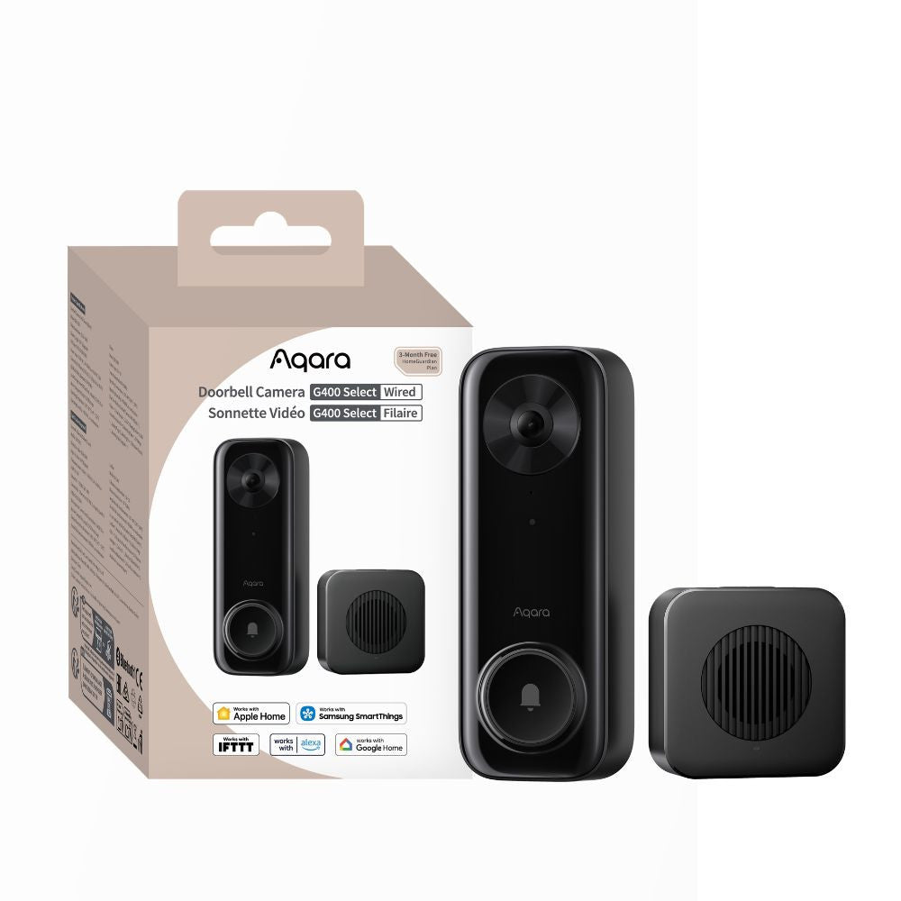 Doorbell Camera G400 Select (Wired) – Smart video doorbell with AI human, pet and package detection, Wi-Fi 6, black (DB-C03D)
