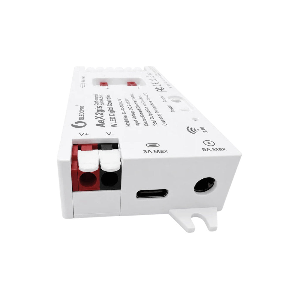 Gledopto AeX2gis – Two-channel WLED controller with relay and fuse, Wi-Fi, RF  (GL-C-116WL-RF)