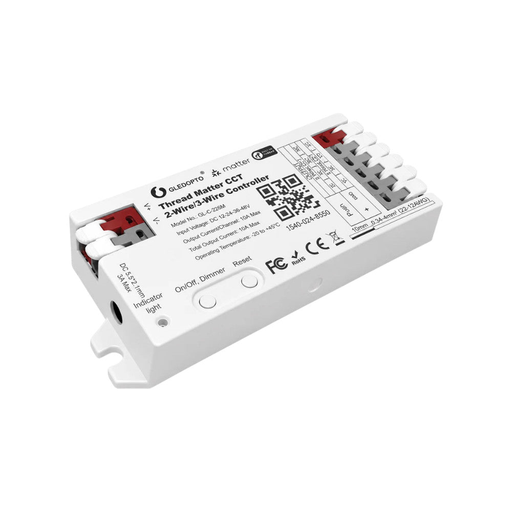 Gledopto Thread Matter CCT – 2‑wire and 3‑wire LED strip controller (GL-C-226M)