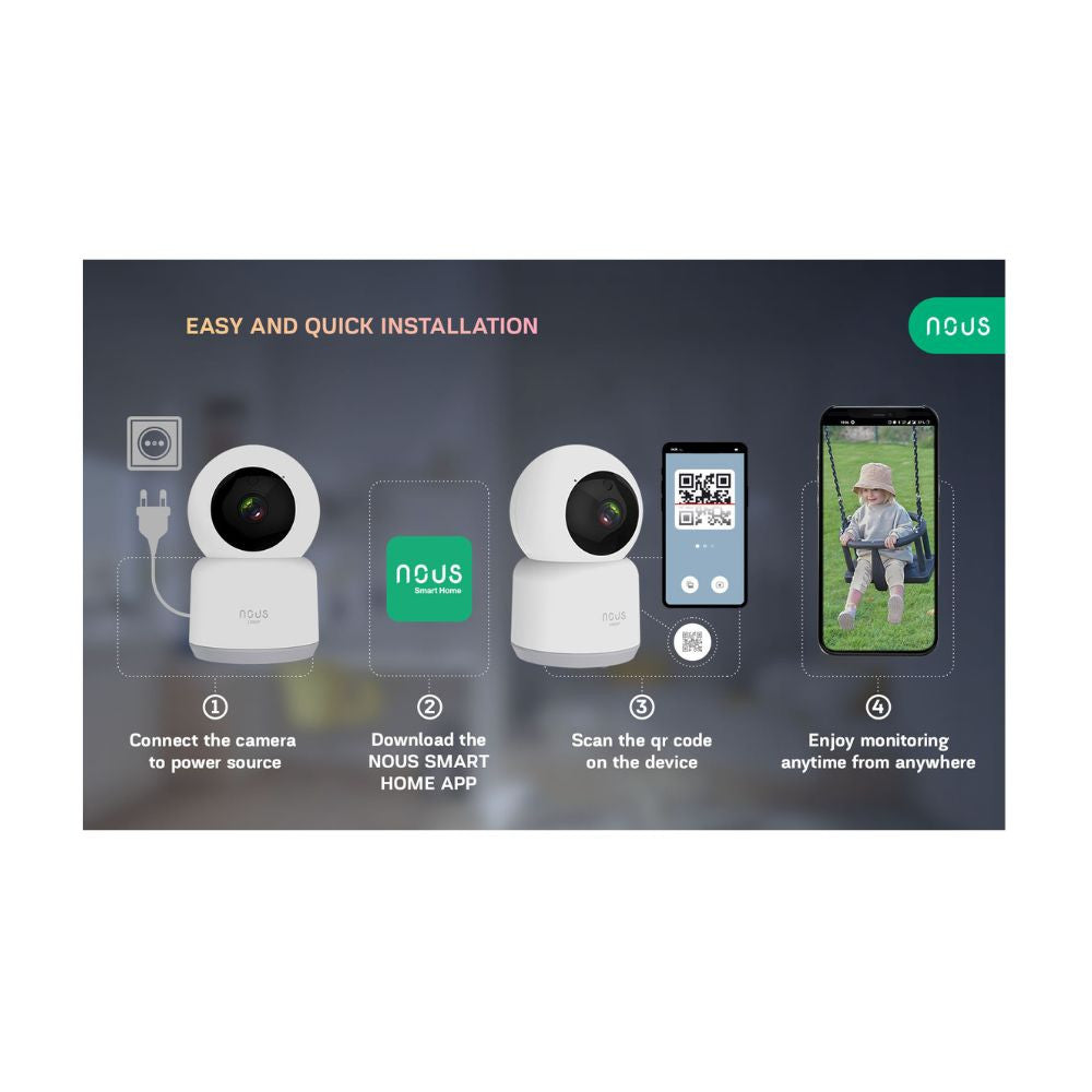 Nous W2 smart Tuya Wi-Fi PTZ IP camera, 2MP