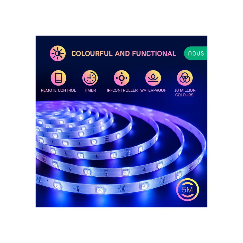 Nous F1 smart Tuya Wi-Fi RGB LED strip, 5 meters