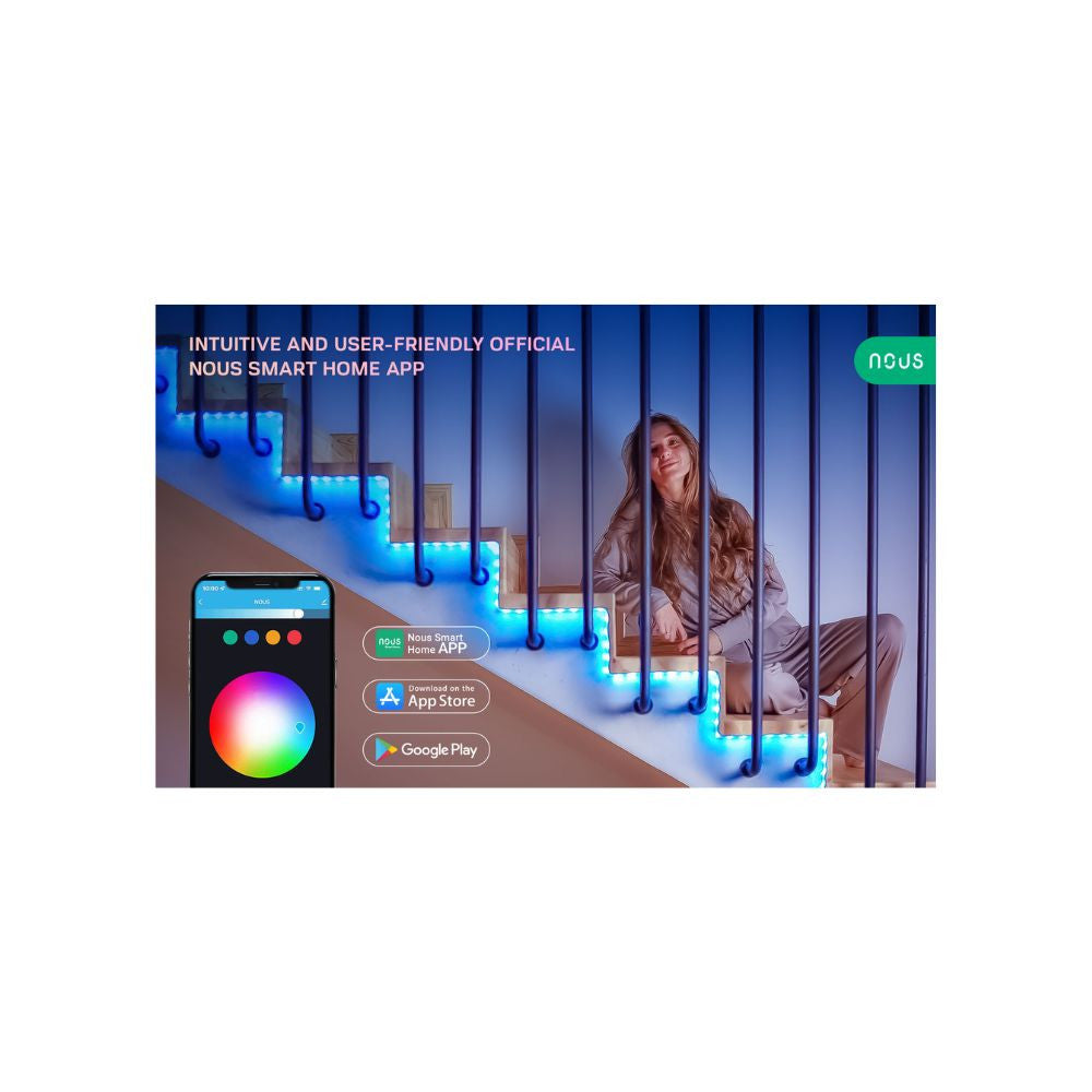 Nous F1 smart Tuya Wi-Fi RGB LED strip, 5 meters