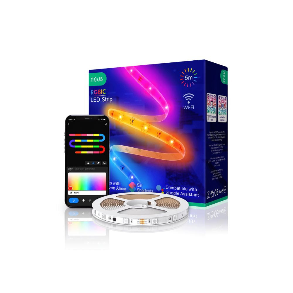 Nous F4 smart Tuya Wi-Fi RGBIC (chip-by-chip controllable) LED strip, 5 meters
