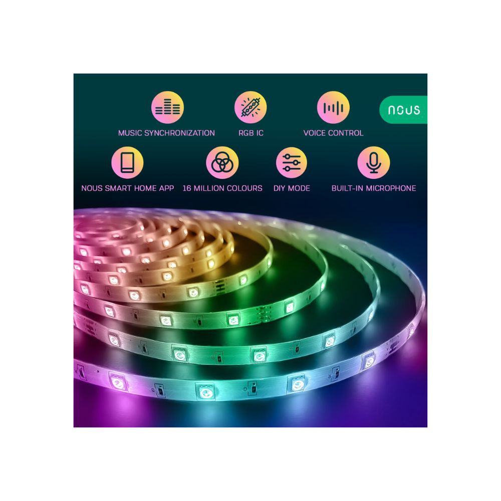 Nous F4 smart Tuya Wi-Fi RGBIC (chip-by-chip controllable) LED strip, 5 meters