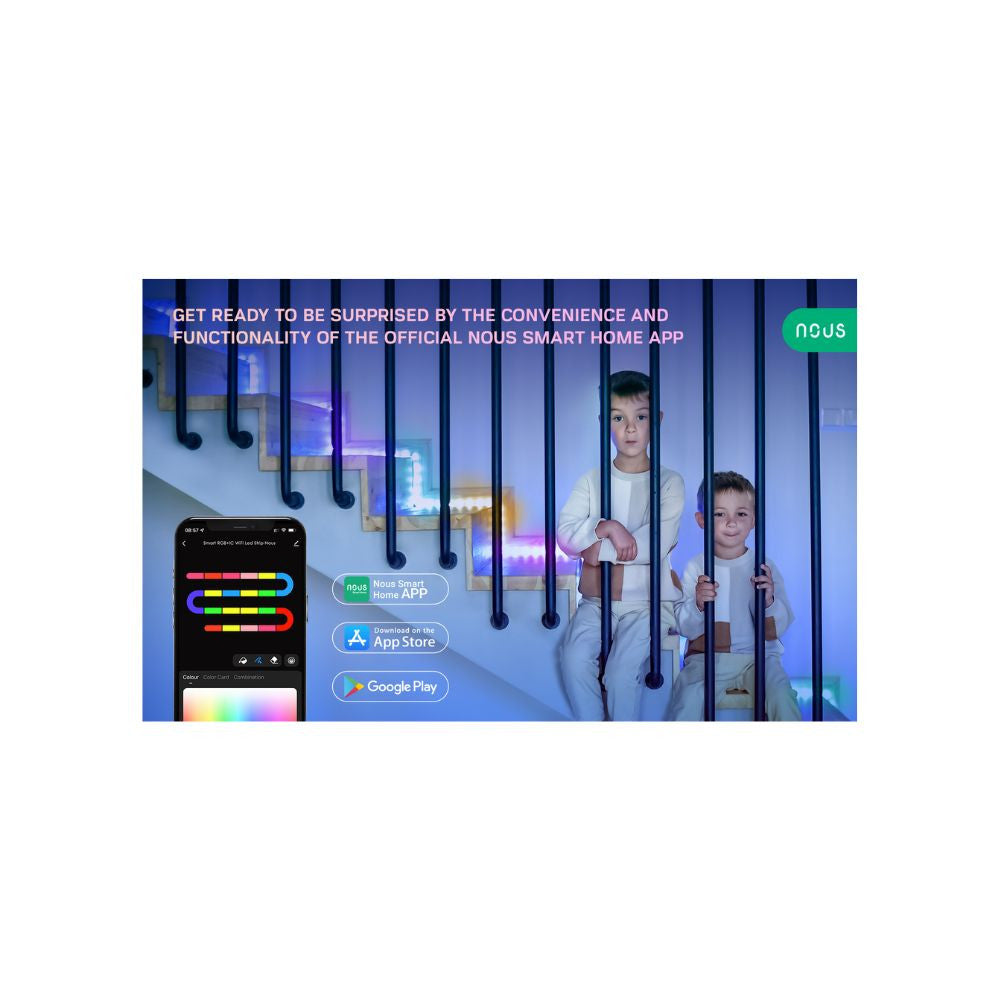 Nous F4 smart Tuya Wi-Fi RGBIC (chip-by-chip controllable) LED strip, 5 meters