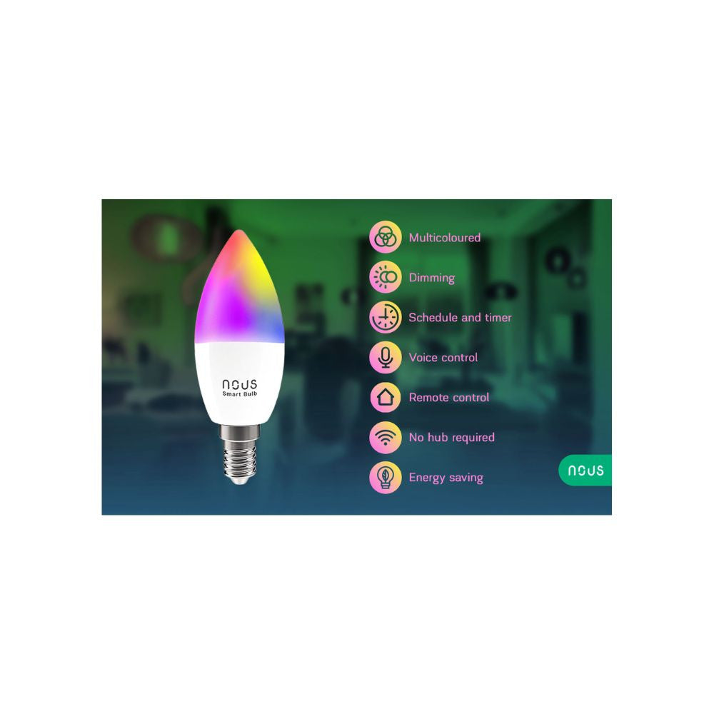 Nous P4 smart Tuya Wi-Fi RGB bulb (E14 socket), Matter compatible