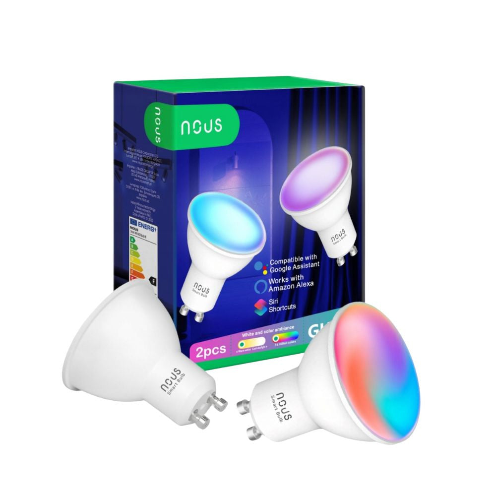 Nous P8 smart Tuya Wi-Fi RGB bulb (GU10 socket), Matter compatible, 2 pack