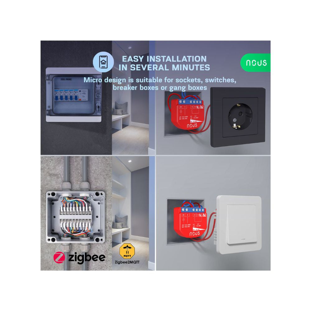 Nous B1Z smart Tuya Zigbee mini relay module, with switch input, 1-gang