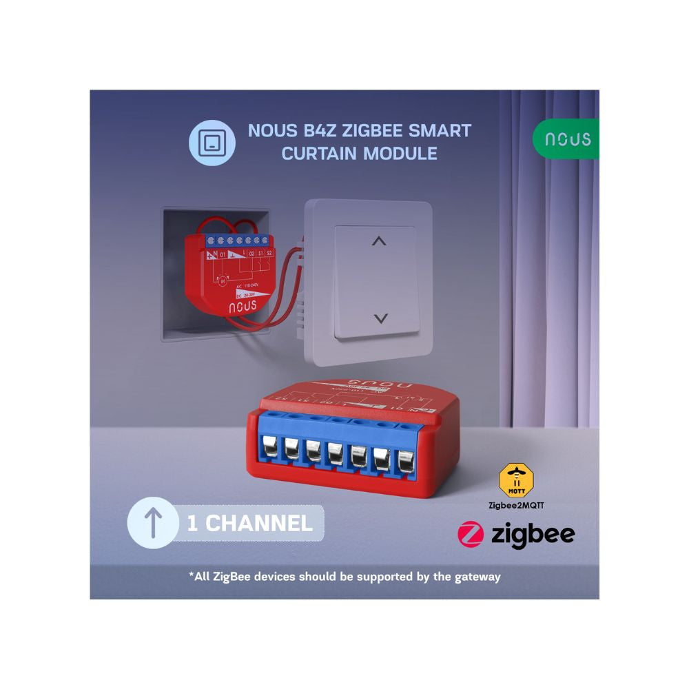 Nous B4Z smart Tuya Zigbee mini roller shutter controller relay module with switch input