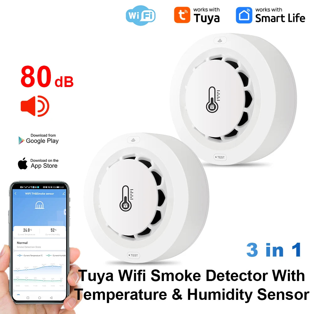 Tuya Wifi BT Two Connection Smoke Detector
