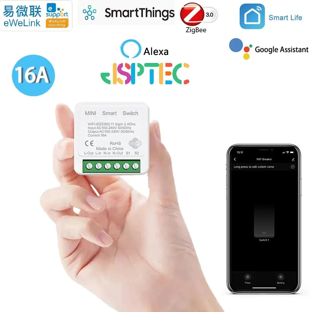 Tuya ZigBee WiFi Smart Switch 2-Way Control Breaker Relay