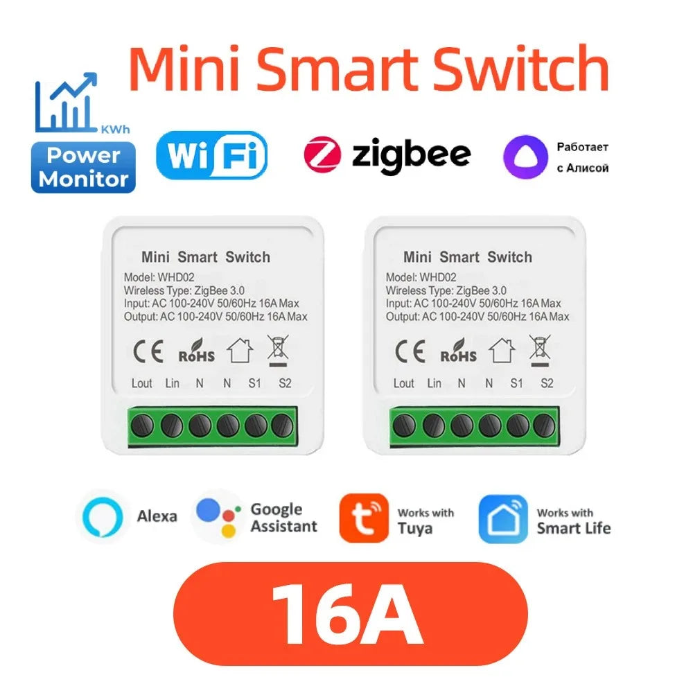 Tuya ZigBee WiFi Smart Switch 2-Way Control Breaker Relay