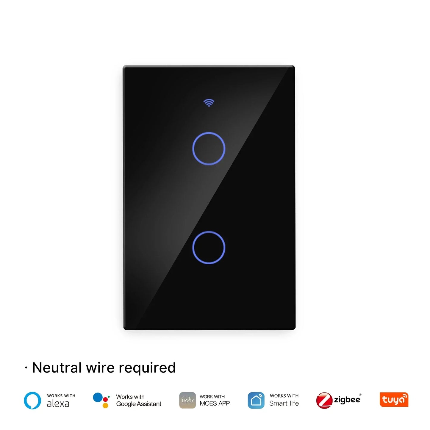 MOES Tuya ZigBee Lichtschalter-Touch-Glaspanel