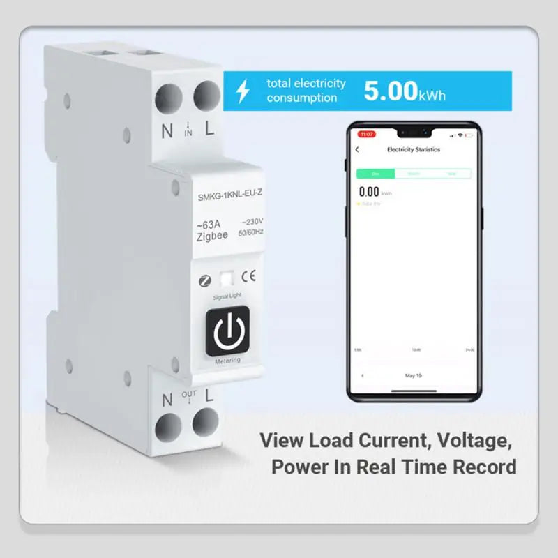Tuya WiFi ZigBee Smart Circuit Breaker With Metering